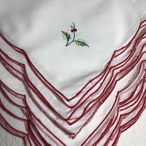 Vintage Holiday Embroidered Napkins Set of 8